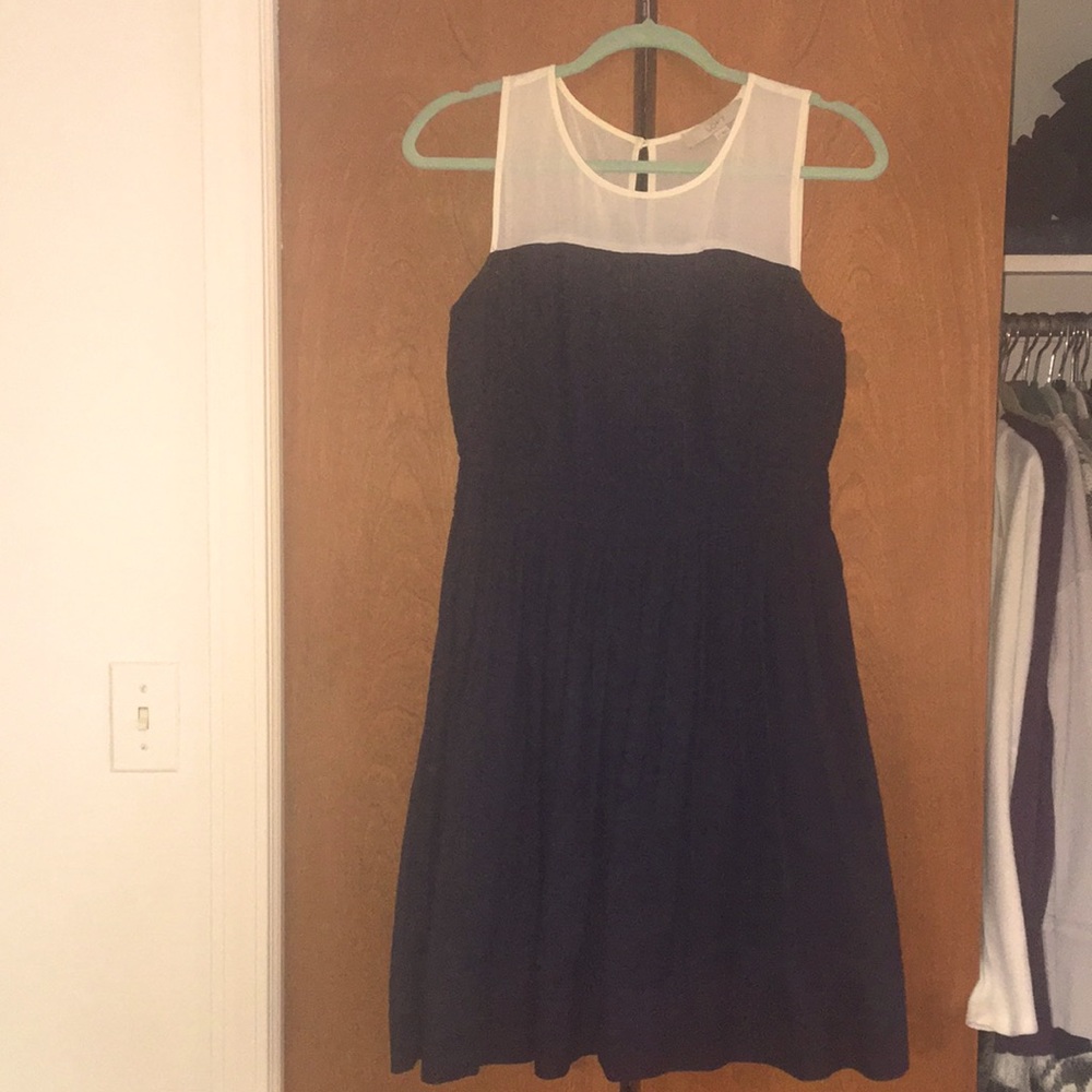 LOFT Navy and cream dress